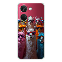 Чехол с принтом стильные животные для Норд 5 – Ламы в очках