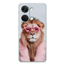 Чехол с принтом стильные животные для Норд 5 – Лев в очках