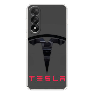 Силиконовый бампер с картинкой машины на OnePlus Nord 5 – Logo TESLA