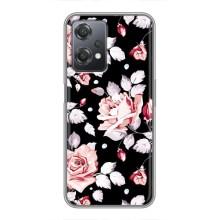 Чехлы с Цветами для OnePlus Nord CE 2 (5G) (IV2201) (VPrint) (Цветочки на черном)