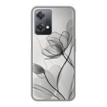 Чехол с цветочным принтом на ВанПлас Норд СЕ 2 5G – Черные цветы