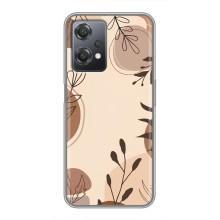 Чехол с цветочным принтом на ВанПлас Норд СЕ 2 5G – Коричневые цветы