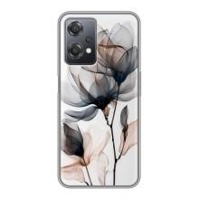 Чехол с цветочным принтом на ВанПлас Норд СЕ 2 5G – Цветы на белом