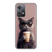 Чохол з принтом стильні тварини для ВанПлас Норд СЕ 2 (5Г) (IV2201) – Кіт з кавою