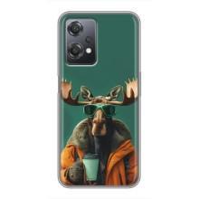Чохол з принтом стильні тварини для ВанПлас Норд СЕ 2 (5Г) (IV2201) – Лось з кавою