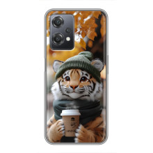 Печатный чехол «Зверята с кофе» для OnePlus Nord CE 2 (5G) (IV2201) – Тигр с кофе