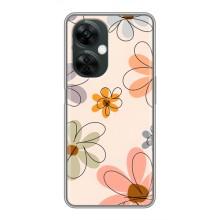 Чехол с цветочным принтом на ВанПлас Норд СЕ 3 Лайт – Разноцветные цветы