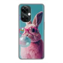 Чохол з принтом стильні тварини для OnePlus Норд СЕ 3 Лайт – Кролик в окулярах