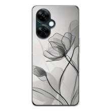 Чехол с цветочным принтом на Норд СЕ 5 – Черные цветы