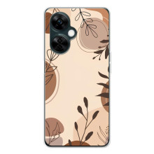 Чехол с цветочным принтом на Норд СЕ 5 – Коричневые цветы