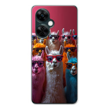 Чохол з принтом стильні тварини для Норд СЕ 5 (Лами в окулярах)