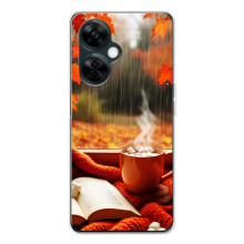 Чехол с уникальным дизайном «Осень с кофе» для OnePlus Nord CE 5 – Кофе и дождь