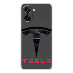 Силіконовий бампер з картинкою машини на OnePlus Nord CE 5 – Logo TESLA