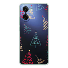 Зимние Чехлы для Норд СЕ 5 - прозрачный фон (Рождественские елки)