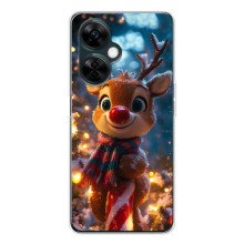 Яркий чехол для OnePlus Nord CE 5 с Зимними Оленятами – Олень в шарфе
