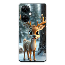 Яркий чехол для OnePlus Nord CE 5 с Зимними Оленятами – Оленёнок в лесу