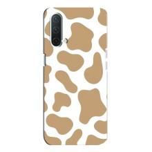 Чехол с принтом коровы на ВанПлас Норд СЕ 5G – Бежевый принт
