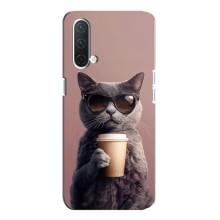 Чохол з принтом стильні тварини для OnePlus Норд CE 5G – Кіт з кавою