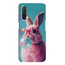 Чохол з принтом стильні тварини для OnePlus Норд CE 5G – Кролик в окулярах