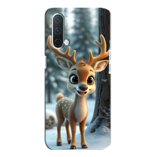Яркий чехол для OnePlus Nord CE 5G с Зимними Оленятами – Оленёнок в лесу