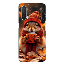 Печатный чехол «Зверята с кофе» для OnePlus Nord CE 5G – Белка с кофе
