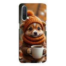 Печатный чехол «Зверята с кофе» для OnePlus Nord CE 5G – Песик с кофе