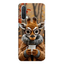 Печатный чехол «Зверята с кофе» для OnePlus Nord CE 5G – Жираф с кофе