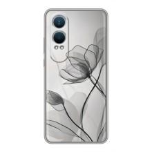 Чохол з квітковим принтом на ВанПлас Норд СЕ4 Лайт (Чорні квіти)