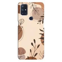 Чохол з квітковим принтом на Норд Н10 5G – Коричневі квіти