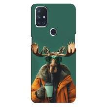Чохол з принтом стильні тварини для Норд Н10 5G – Лось з кавою