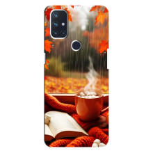 Чехол с уникальным дизайном «Осень с кофе» для OnePlus Nord N10 5G – Кофе и дождь