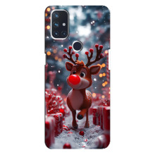 Яркий чехол для OnePlus Nord N10 5G с Зимними Оленятами – Олень среди подарков