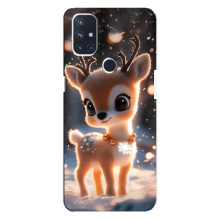 Яркий чехол для OnePlus Nord N10 5G с Зимними Оленятами – Оленёнок