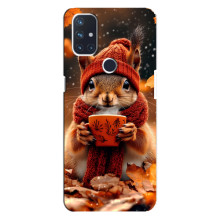 Печатный чехол «Зверята с кофе» для OnePlus Nord N10 5G – Белка с кофе