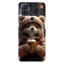Печатный чехол «Зверята с кофе» для OnePlus Nord N10 5G – Мишка с кофе