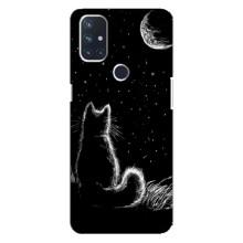 Чохол з принтом для OnePlus Nord N100 (AlphaPrint) Модні коти (Котик і місяць)
