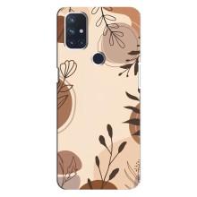 Чохол з квітковим принтом на ВанПлюс Норд Н100 – Коричневі квіти