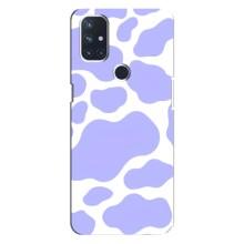 Чехол с принтом коровы на ВанПлас Норд Н100 – Фиолетовый принт