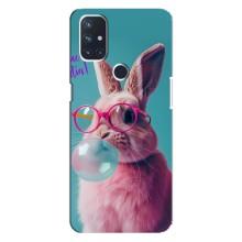 Чохол з принтом стильні тварини для ВанПлюс Норд Н100 – Кролик в окулярах