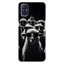 Чохол з принтом стильні тварини для ВанПлюс Норд Н100 – Овечка в окулярах