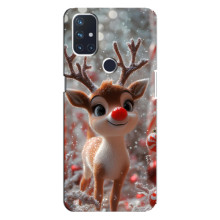 Яскравий чохол для OnePlus Nord N100 з Зимові Оленята – Олень з носом