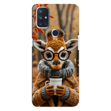 Друкований чохол 'Звірята з кавою' для OnePlus Nord N100 – Жираф з кавою