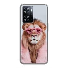 Чехол с принтом стильные животные для ВанПлас Норд 20СЕ (Лев в очках)