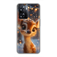 Яркий чехол для OnePlus Nord N20 SE с Зимними Оленятами – Оленёнок среди гирлянд