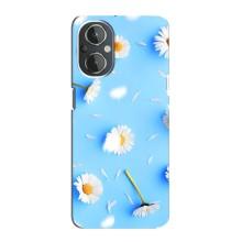 Чехол с Цветами для OnePlus Nord N20 (ромашки на голубом)