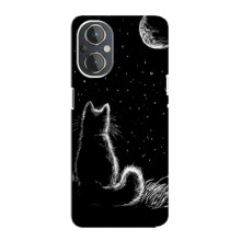 Чехол с принтом для OnePlus Nord N20 (AlphaPrint) Модные коты – Котик и луна