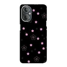 Чехол с розовым рисунком для OnePlus Nord N20 – Розовые цветы на черном