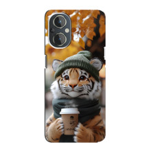 Печатный чехол «Зверята с кофе» для OnePlus Nord N20 – Тигр с кофе