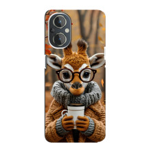 Печатный чехол «Зверята с кофе» для OnePlus Nord N20 – Жираф с кофе