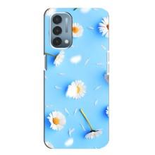 Чехол с Цветами для OnePlus Nord N200 5G (DE211) (ромашки на голубом)